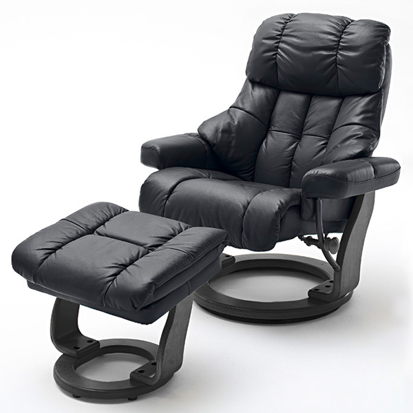 Calgary XXL Fotel relax z podnóżkiem czarny/czarny